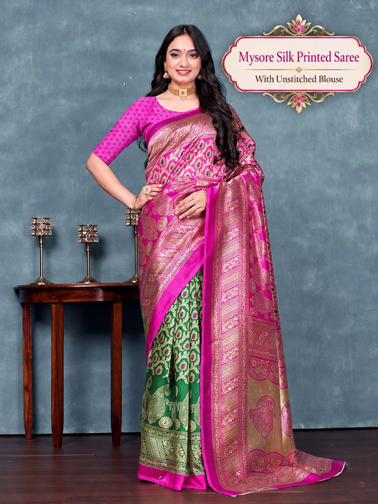 Peach Printed Georgette Saree | Everyday Elegance for Women