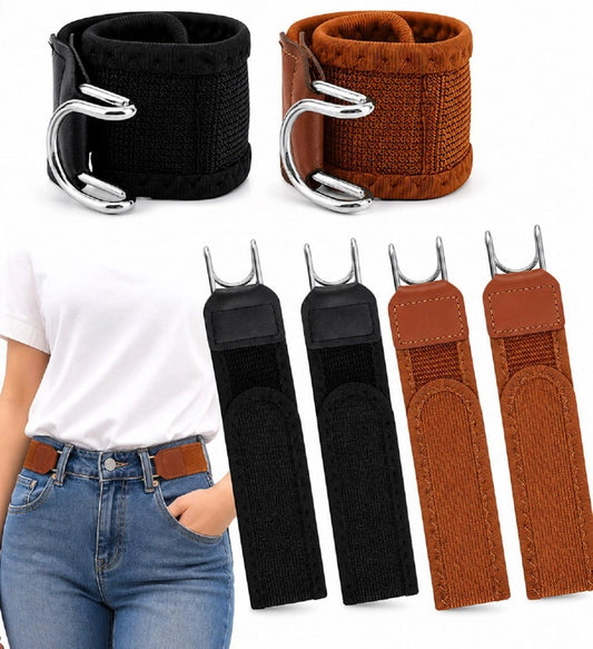 Metal Adjustable No-Buckle Belt for Men & Women with Hook (Pack of 2)