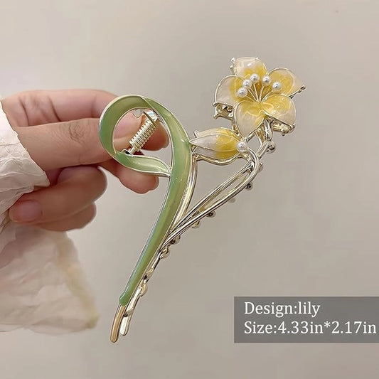 Pearl Jaw Hair Claw Clips — Lily Design for Women & Girls