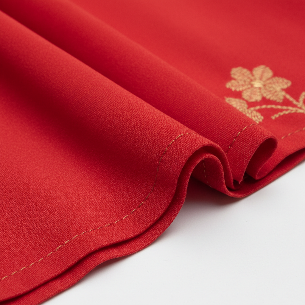 Red Lycra Saree Fabric Detail