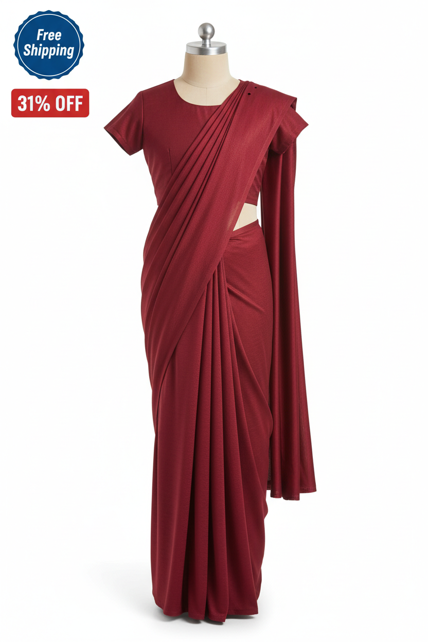 Wine Saree for Girls